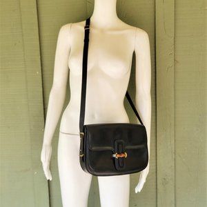 PARRI Firenze Vintage Black Box Leather Shoulder Bag